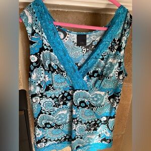 Women’s Nordstrom VTG retro Y2k 90’s bright abstract lace cami blouse IX